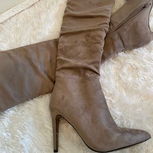 Thigh High Tan Heel Boots 